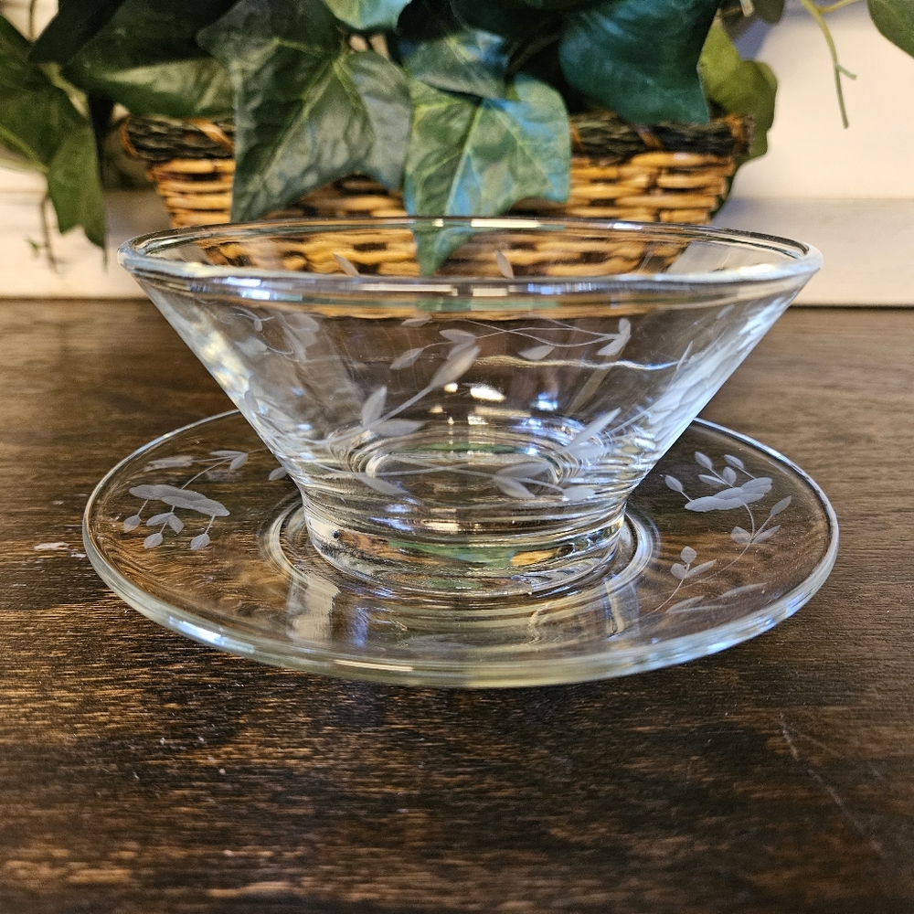 Princess house heritage condiment bowl & under plate